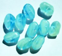 10 18x12x9mm Milky Blue Green Marble Potato Nugget Beads